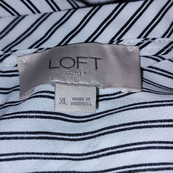 Loft Outlet sheer white black striped blouse Sz XL - Picture 4 of 4